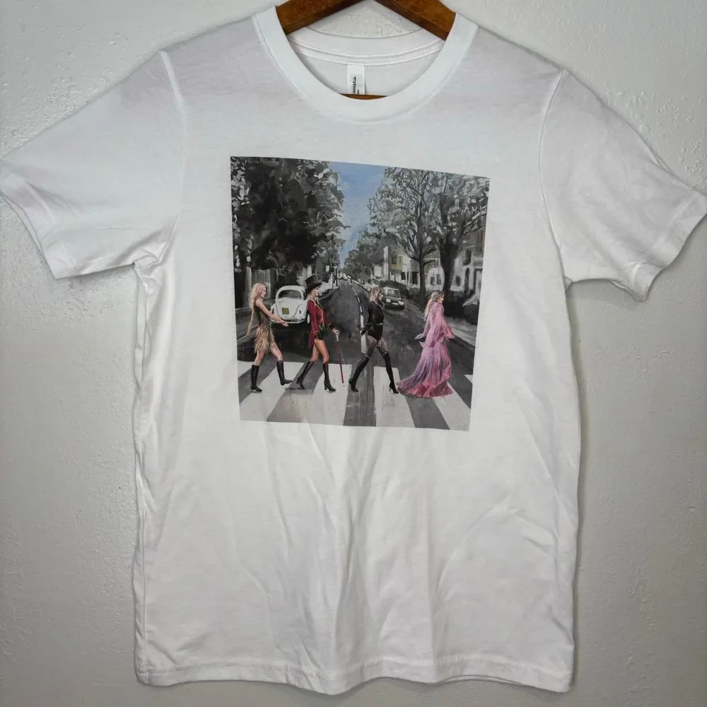 Taylor Swift Eras Tour Beatles Abbey Road White T Shirt Kids XL Womens Small Tee